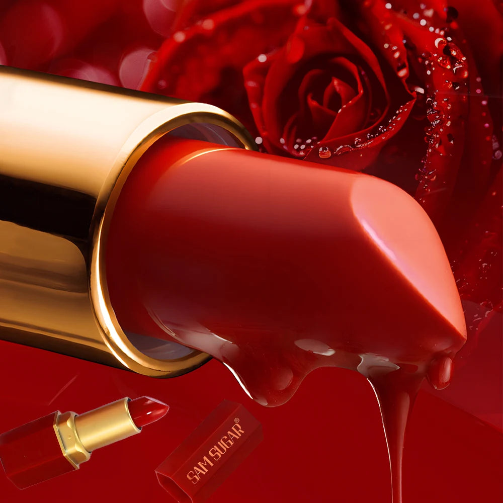 6 Colors Gold Bar Tube Lipstick Matte Texture Pearlescent Glitter