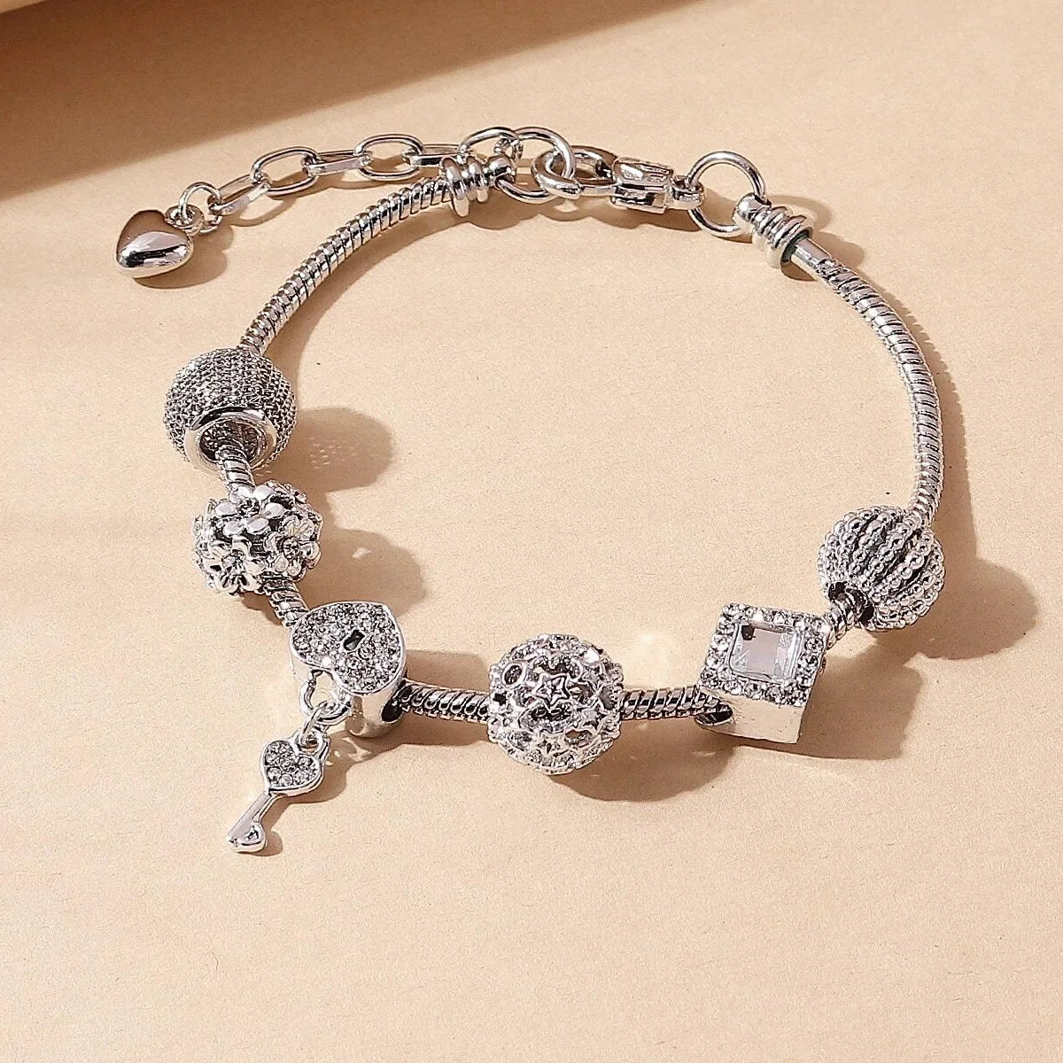 1PC Women's Fashion Multi Element Beaded Love Pan Family Bracelet