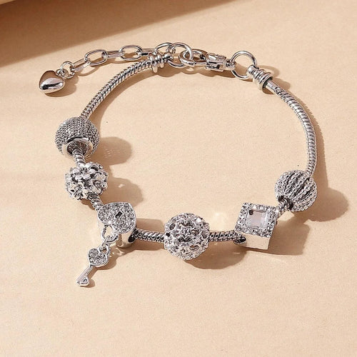 1PC Women's Fashion Multi Element Beaded Love Pan Family Bracelet