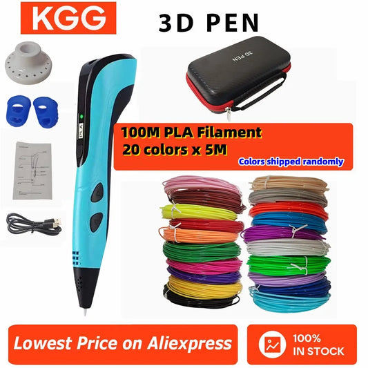 2025 Children 3D Printing Pen with LED Screen 100M PLA Power Adapter
