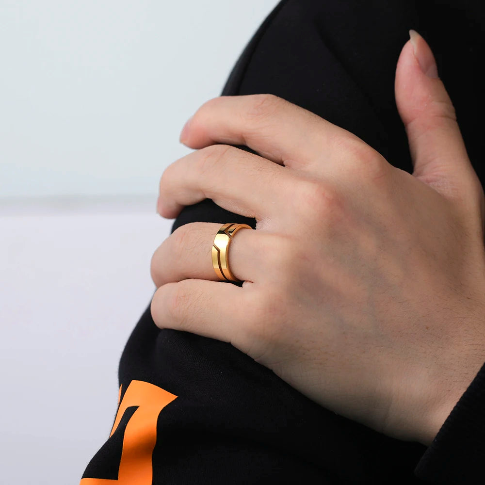Skyrim Stainless Steel Ring for Men Women Black Minimalist Casual