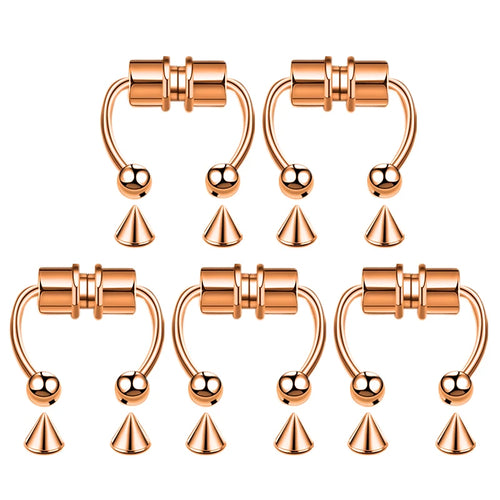 5pcs Stainless Steel Magnet Fake Nose Ring Hoop Fake Piercing Hoop