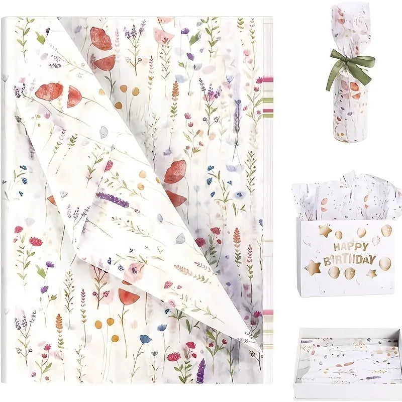 20 Sheets Lavender Print Tissue Paper - Semi-Transparent Perfect for