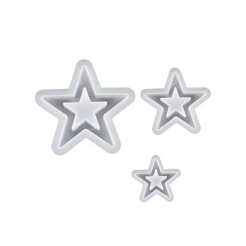 3PCS Star-Shaped Silicone Casting Molds, 3D Hollow Star DIY Craft