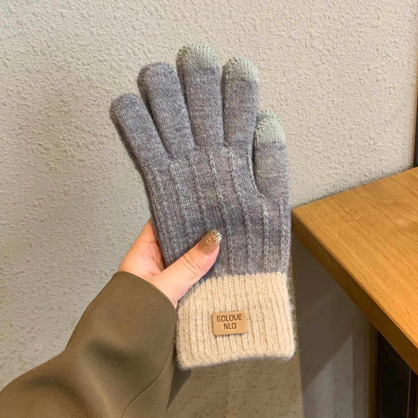 Women's Cable Knit Gloves Warm Fleece Lined Knit Gloves with