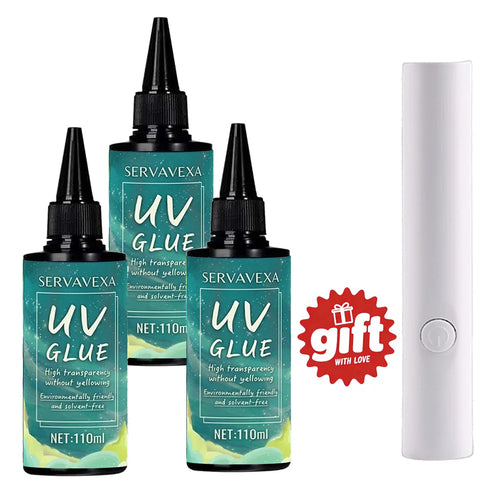 SERVAVEXA UV Resin with Light 110ml, Clear Hard Type UV Glue Bubble