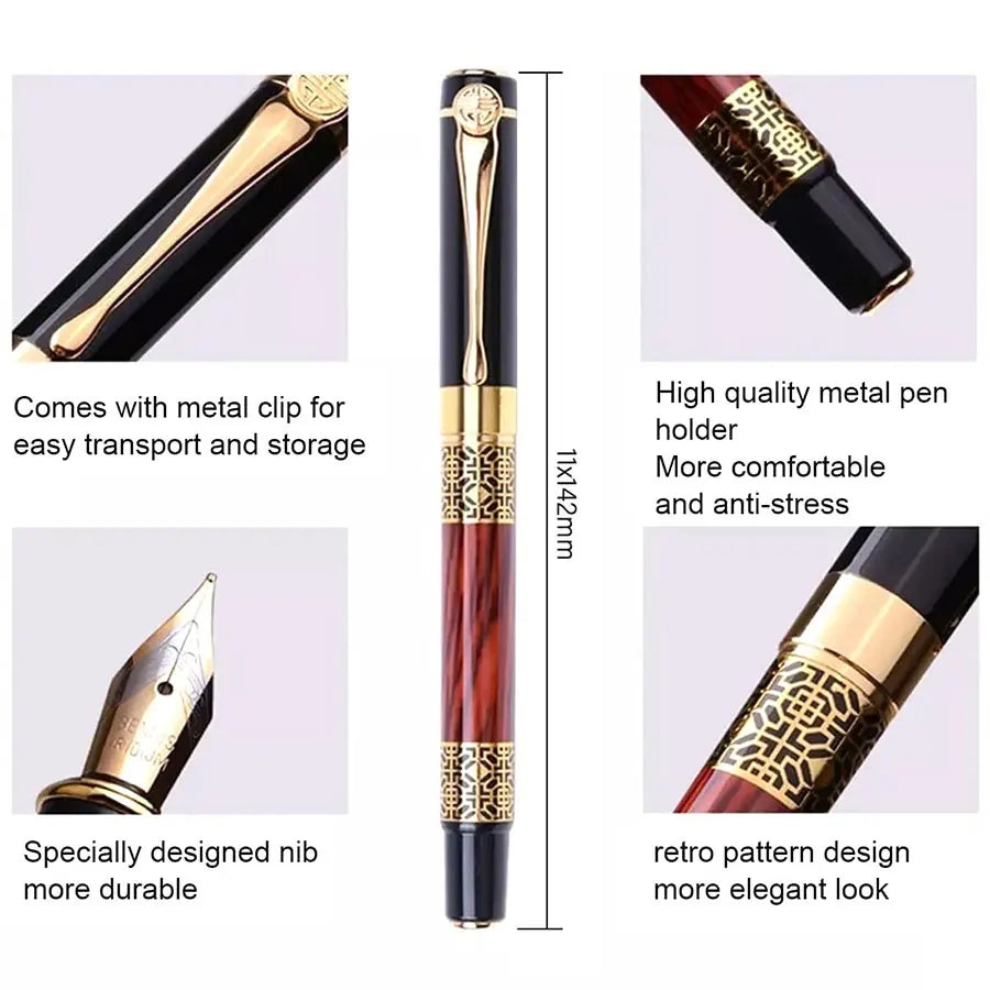 1-100Pcs/Set Retro Metal Fountain Pen Replaceable Ink Elegant Gift for