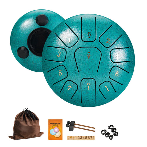 Miwayer 6" Steel Tongue Drum Gift Set | 11-Note Sound Healing
