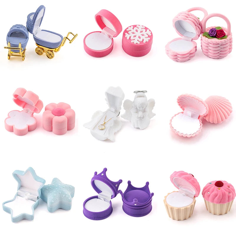 1 Piece Lovely Velvet Jewelry Box Container Wedding Ring Box for