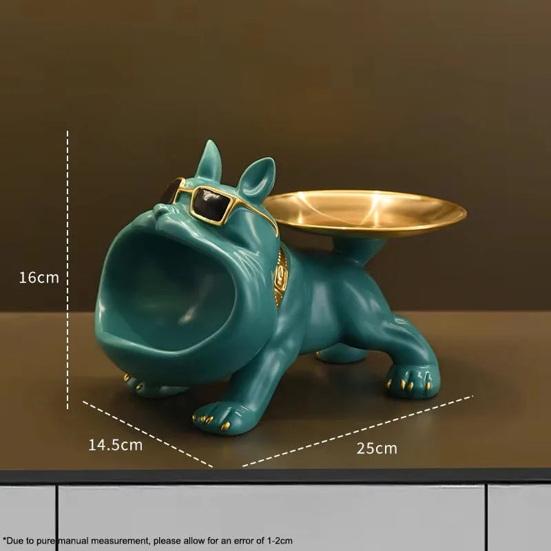 Resin Dog Statue Bulldog Statue Storage Tray Animal Decoration Resin