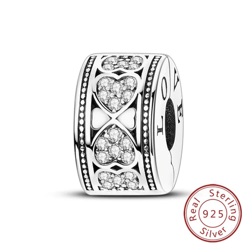 Fit Original Charms Beads 925 Sterling Silver Clip Charms Zircon