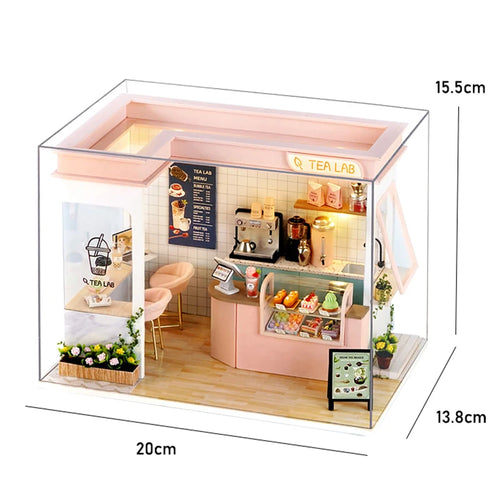 Doll House Kit Wooden Puzzle Assembly Building Model Toys Hourly Light