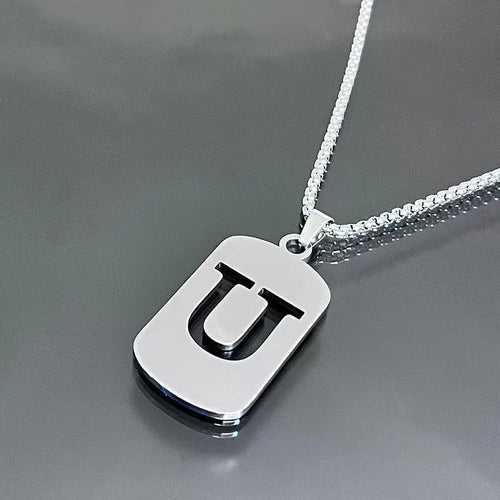 Stainless steel Men Women Pendant Necklace Hollow 26 Mother Without