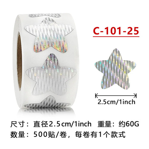 500pcs Colorful Star Adhesive Holographic Star Stickers Scrapbook