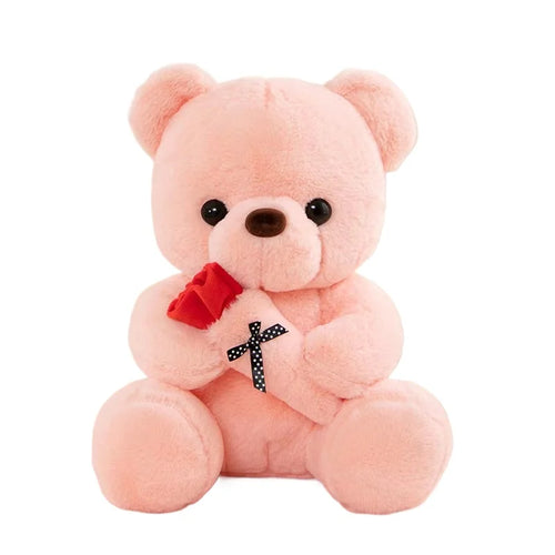 Cute Rose Bear Plush Toy Stuffed Animal Doll Romantic Gift for
