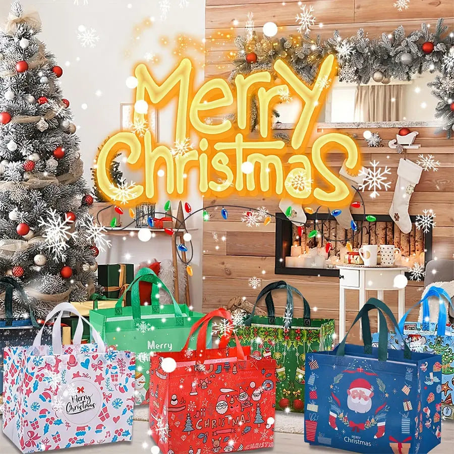 1-16PCS Large Christmas Gift Bags, Christmas Tote Bags with