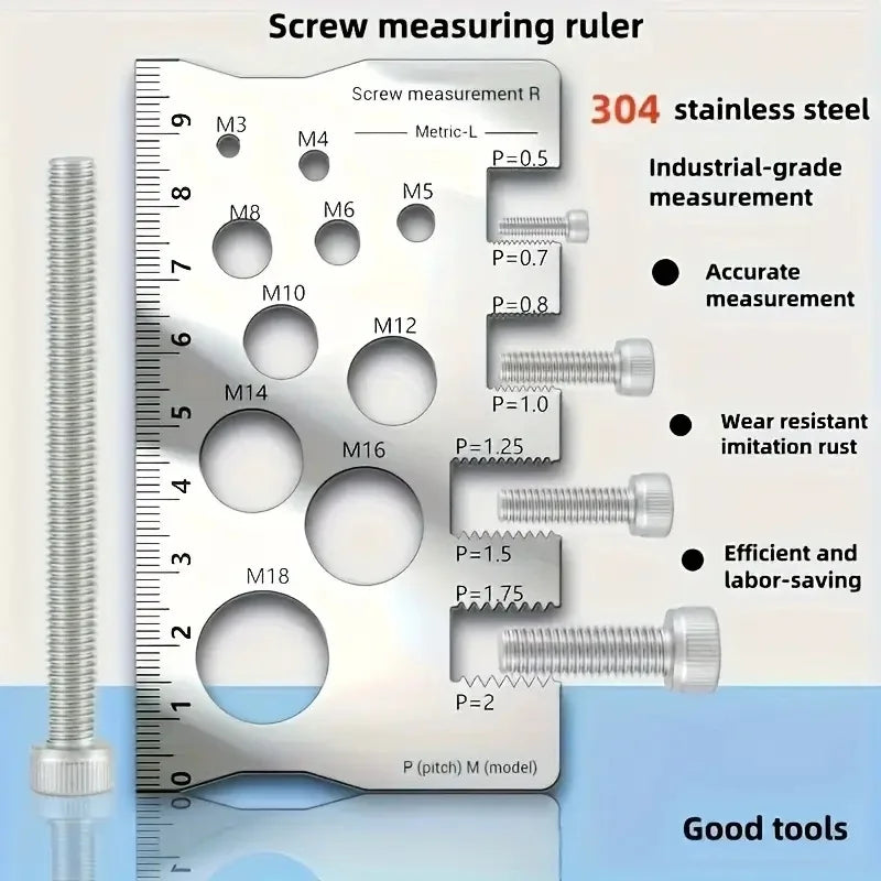 Thread Pitch Gauge Measurement Ruler High Accuracy Stainless steel for