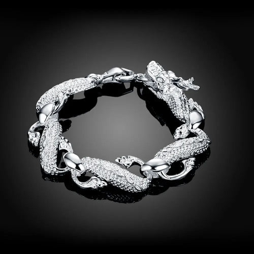 Fine 925 Sterling Silver Noble Nice Chain Solid Bracelet for Women Men