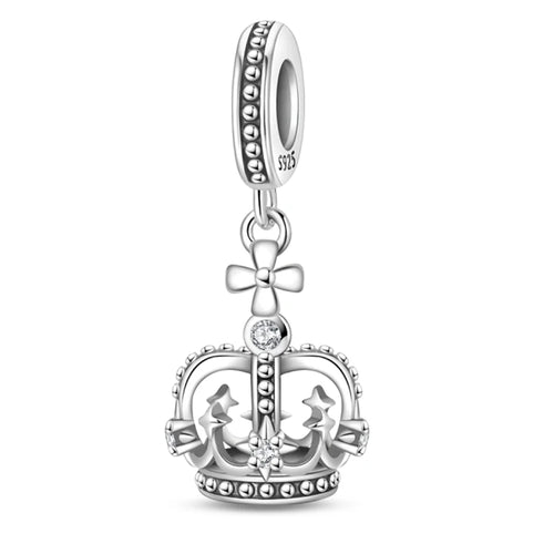 Classic Silver Plated Lotus Guardian Angel Heart-Shaped Zircon Charms