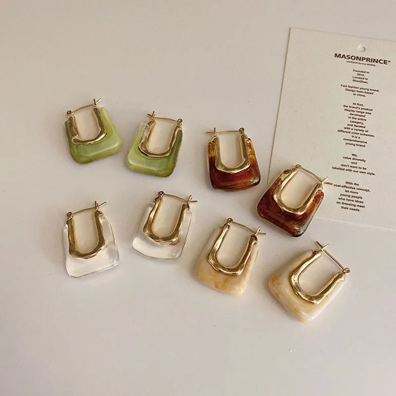 Multicolor Irregular Geometric U-shaped Ear Buckle Earrings Women Chic