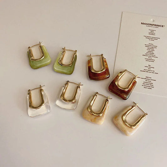 Multicolor Irregular Geometric U-shaped Ear Buckle Earrings Women Chic