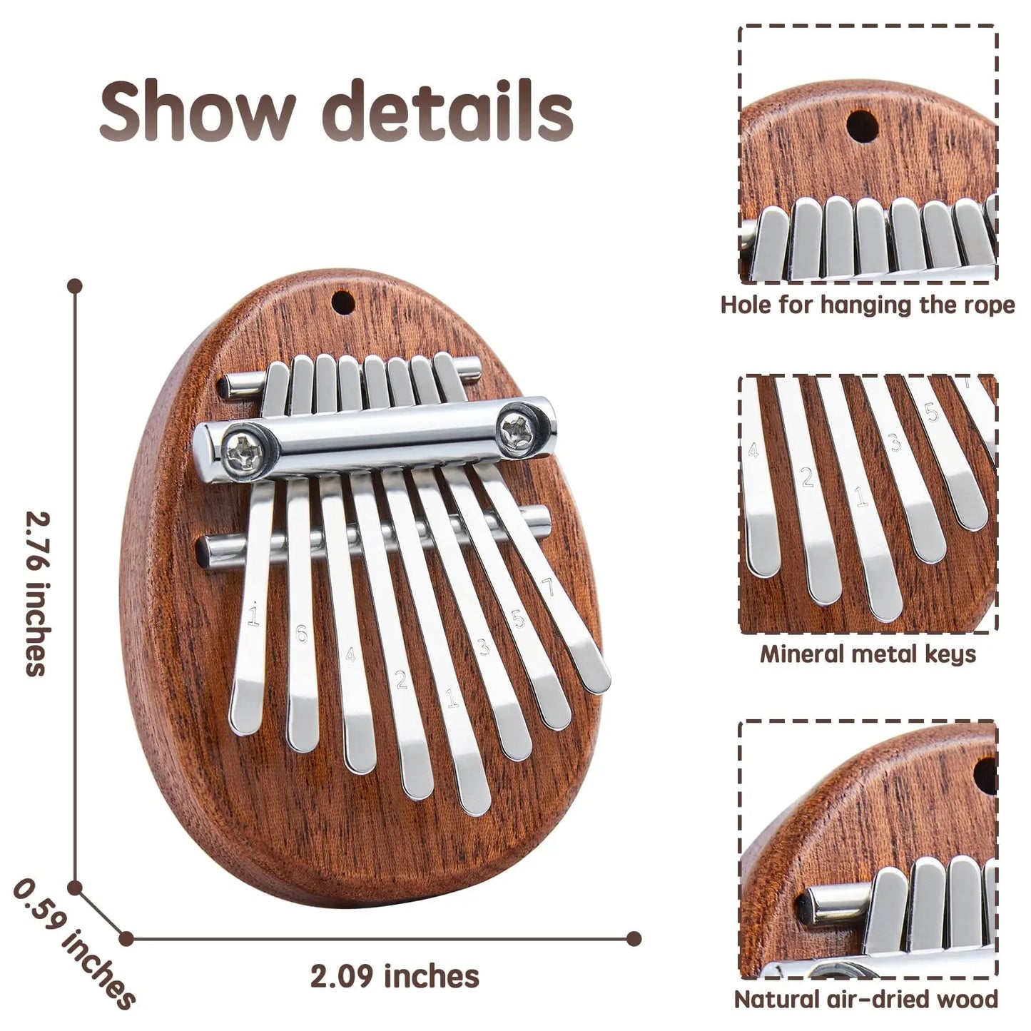 Mini Kalimba 8 Key Thumb Piano 1 Pack Water Drop Style Cute Instrument