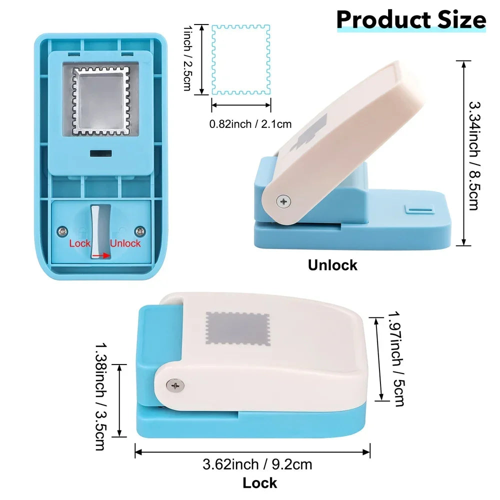 1x0.8inch Rectangle Postage Stamp Punch Lever Action Craft Punch for