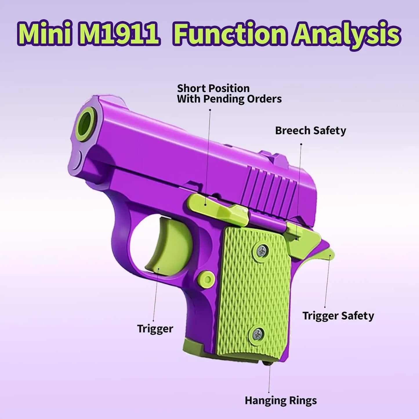 New Arrival Stress Relief ABS Plastic Mini 1911 3D Printed Gravity