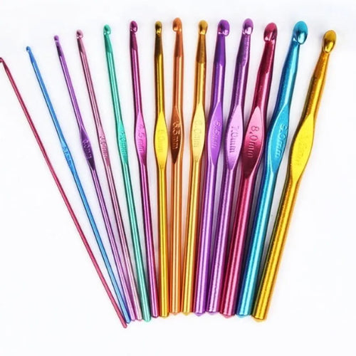 14 PCS Aluminum Knitting Needles Metal Crochet Set Mixed Hook Weave