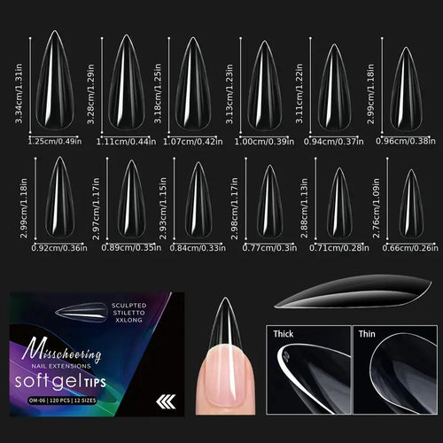 120/140pcs Exquisite box set Almond False Nail Tips Clear Matt Soft