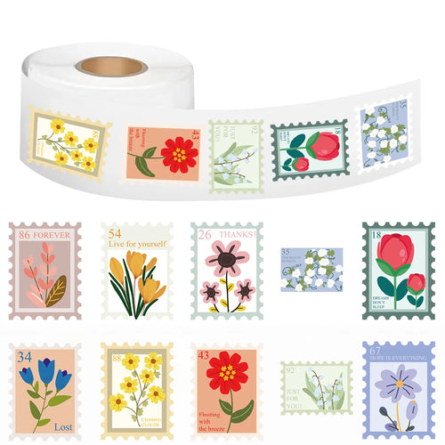 500PCS Flower Stamps Roll Sticker Harajuku Cartoon Y2k Fashion