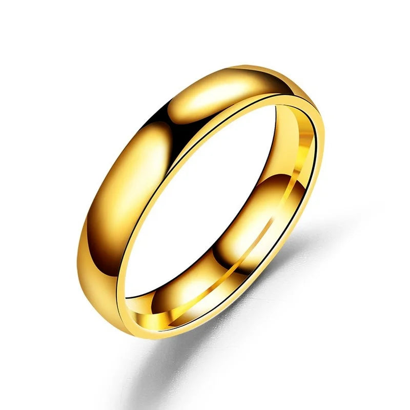 Simple 4mm 6mm Titanium Ring Women Men Prevent Allergy High Polished