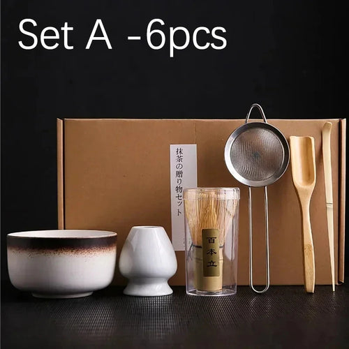 4/6/7PCS Japanese Matcha Blender Set with Bamboo Whisk Matcha Brush