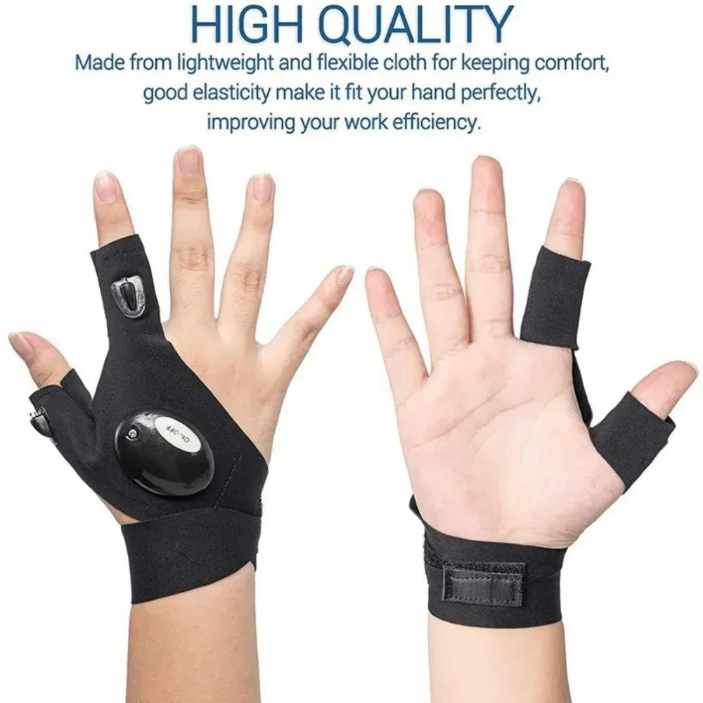 LED Flashlight Gloves for Men Christmas Gifts Fishing Camping Hiking