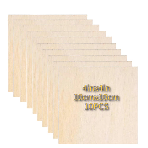 Wood Square 4x4cm Blank Wood Sheet for Crafts, Thin Unfinished Wood