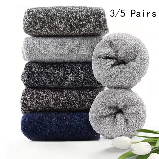 3/5 Pairs Of Thick Woolen Socks For Men, Autumn And Winter Stockings,