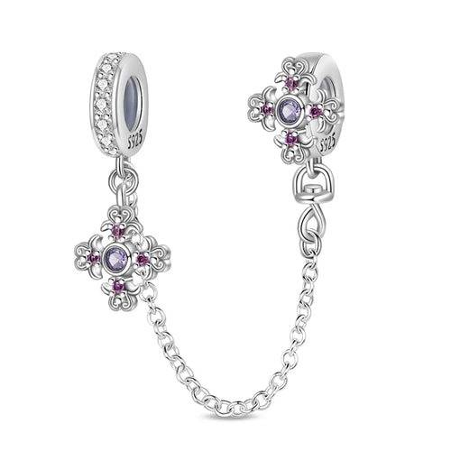 Classic Silver Plated Lotus Guardian Angel Heart-Shaped Zircon Charms