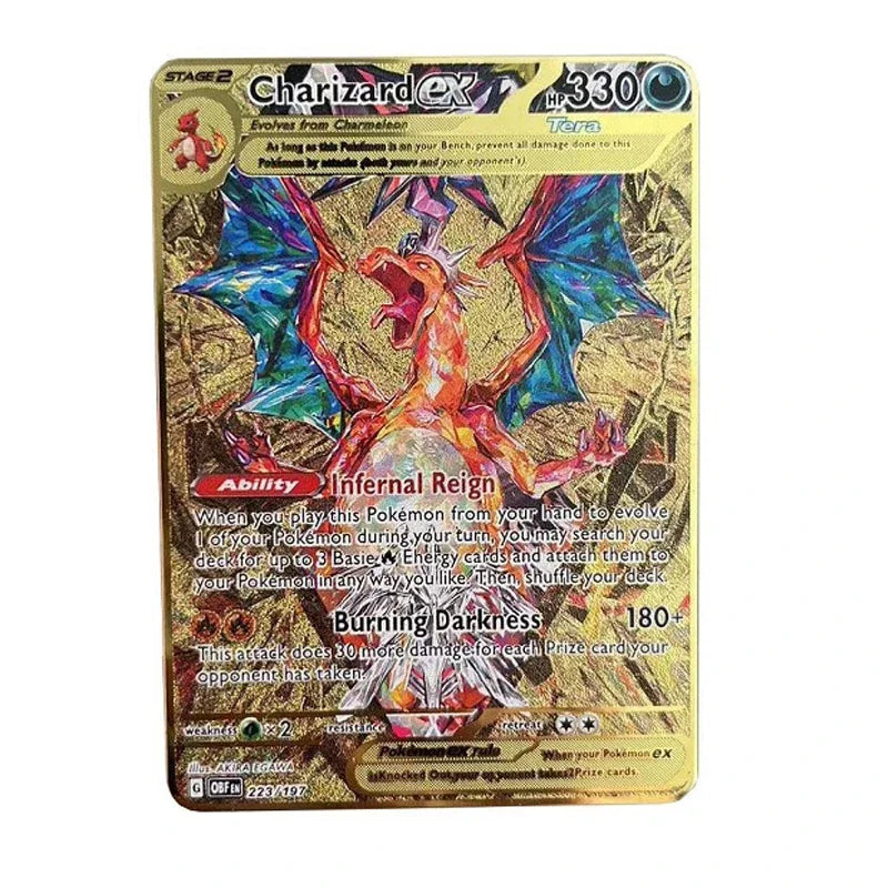 Pokemon Metal Card 10000 Points Arceus Charizard Super Card Golden