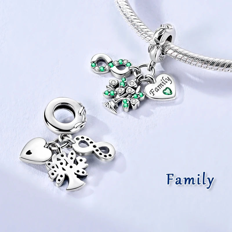 Original 925 Sterling Silver Heart Love Charms Beads Pendant Fit