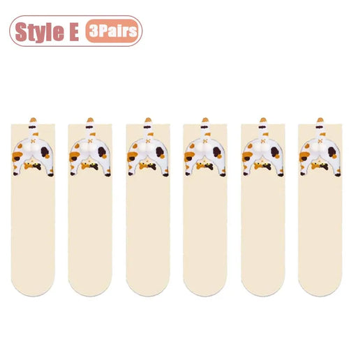 Cozy Cartoon Cat Egg Couple Socks Mid-Calf Warm Winter Maternity Wear