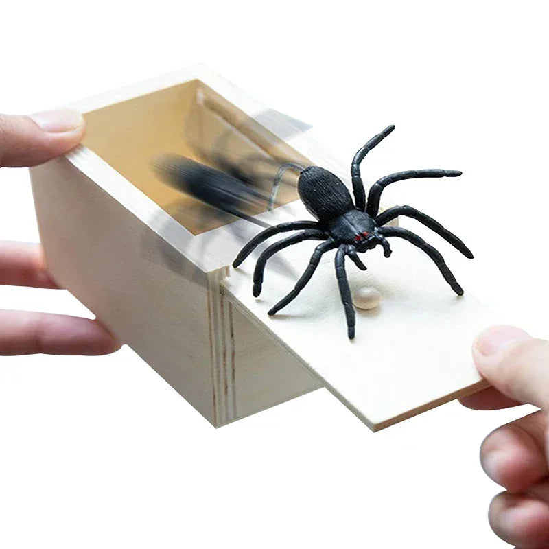 Funny Spider Jump Scare Box - Wooden Prank Toy for Office & Friends -