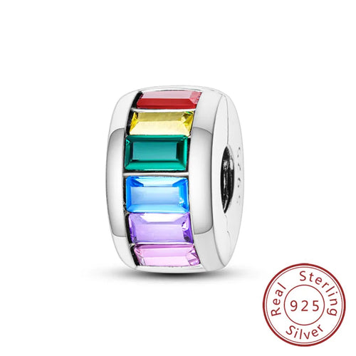 Fit Original Charms Beads 925 Sterling Silver Clip Charms Zircon