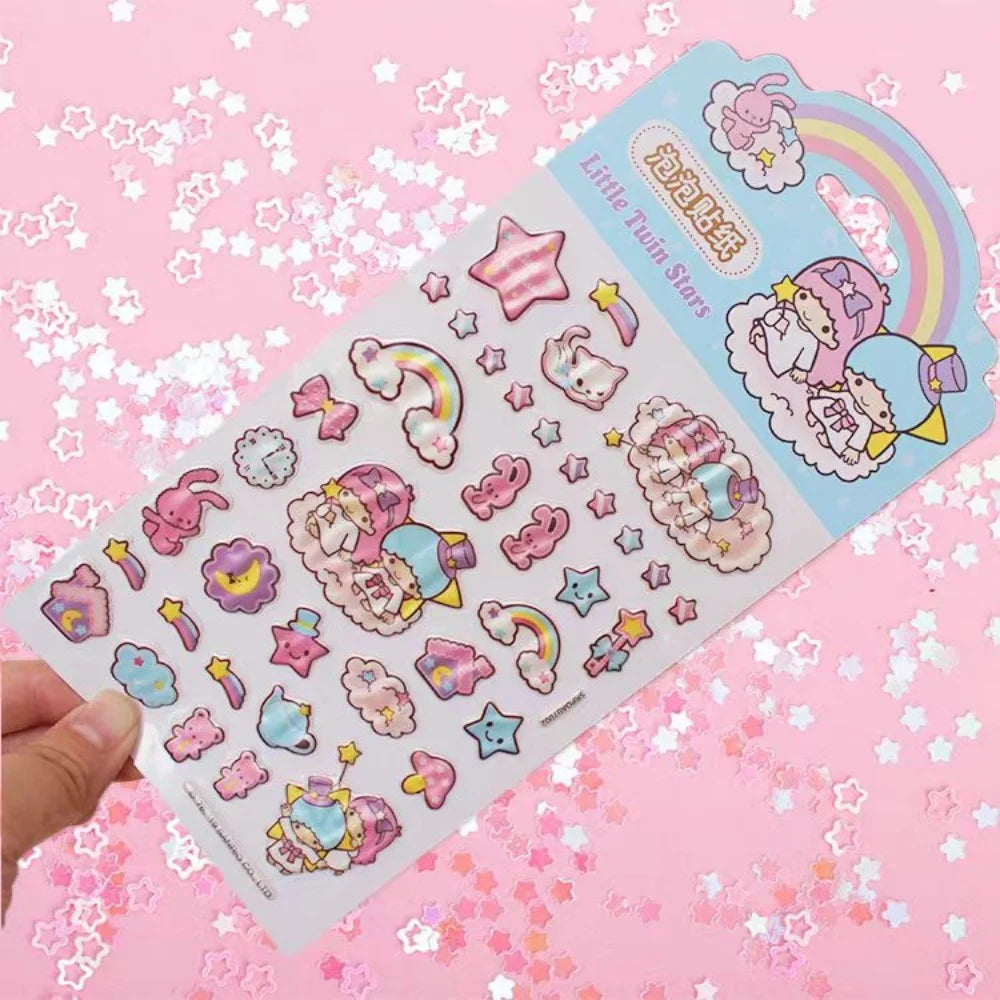 Genuine Sanrio Hello Kitty Glitter Stickers Cartoon Kt Cat Toys Decals