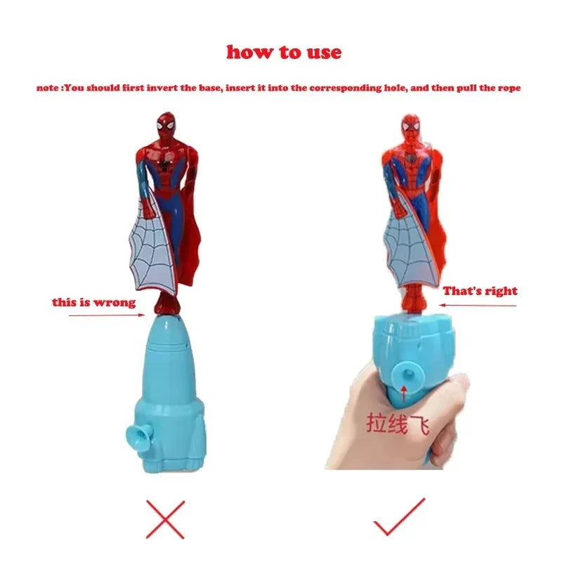 Anime Spiderman Bamboo Dragonfly Flying Toy Iron Man Captain Rotating