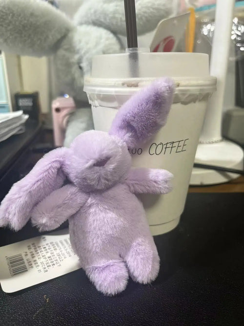 Stuffed Animals Cute Cartoon Rabbit Keychain Love Pompom Trinket Toy