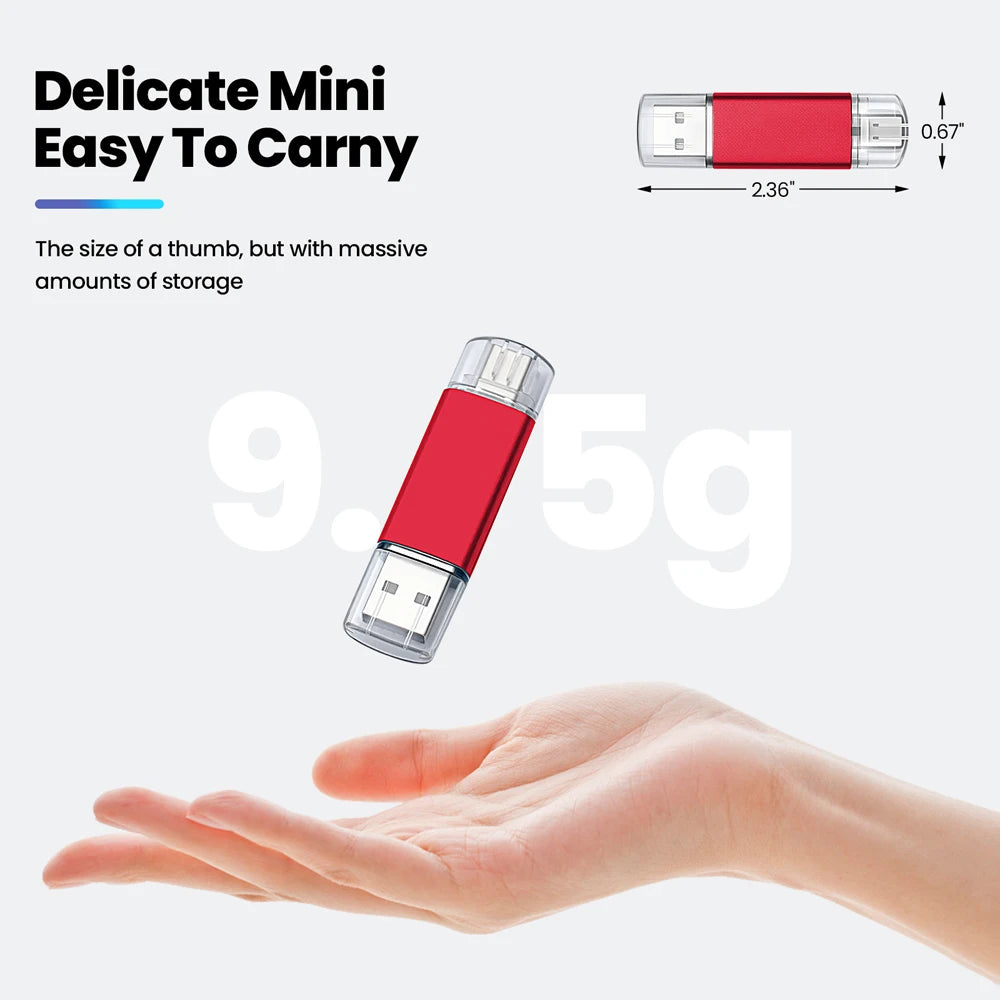 High speed TYPE C 2in1 USB flash drive 128GB 64GB 32GB metal Pen drive