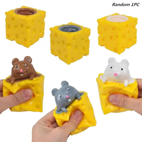 Mouse Squishy Toy Cheese Stress Ball Squishy Rat Squeeze Cheese
