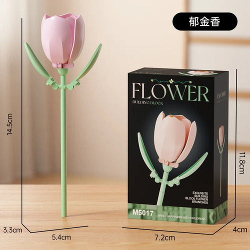 Simulation Building Blocks Flowers Eternal Bouquet Micro Brick Rose