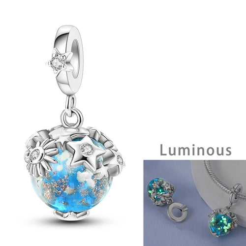 Silver Plated Mystery Star and Moon Charms Beads Fit Original Bangle