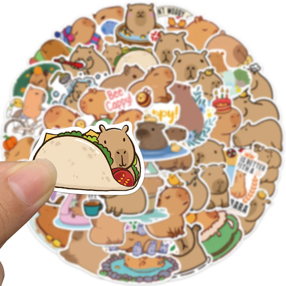 50PCS Cute Capybara Animal Stickers Car Motorcycle Travel Luggage